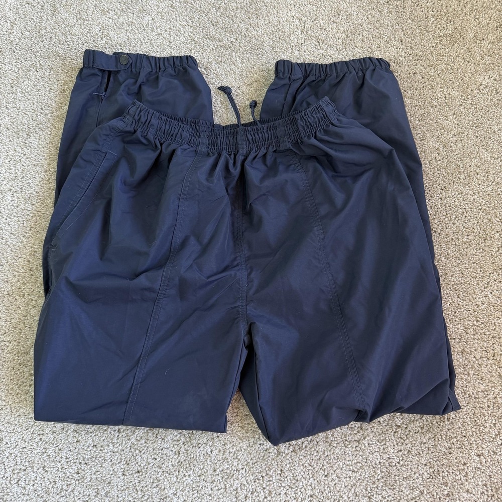 White Sierra Rain Pants Mens Large Blue Nylon Elastic Waist Lightweight Hiking